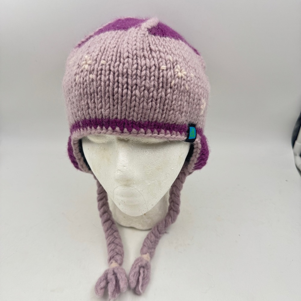 Vintage Ambler Mountain Works Wool Beanie Purple Toque Tassels Ski Snowboard 90s